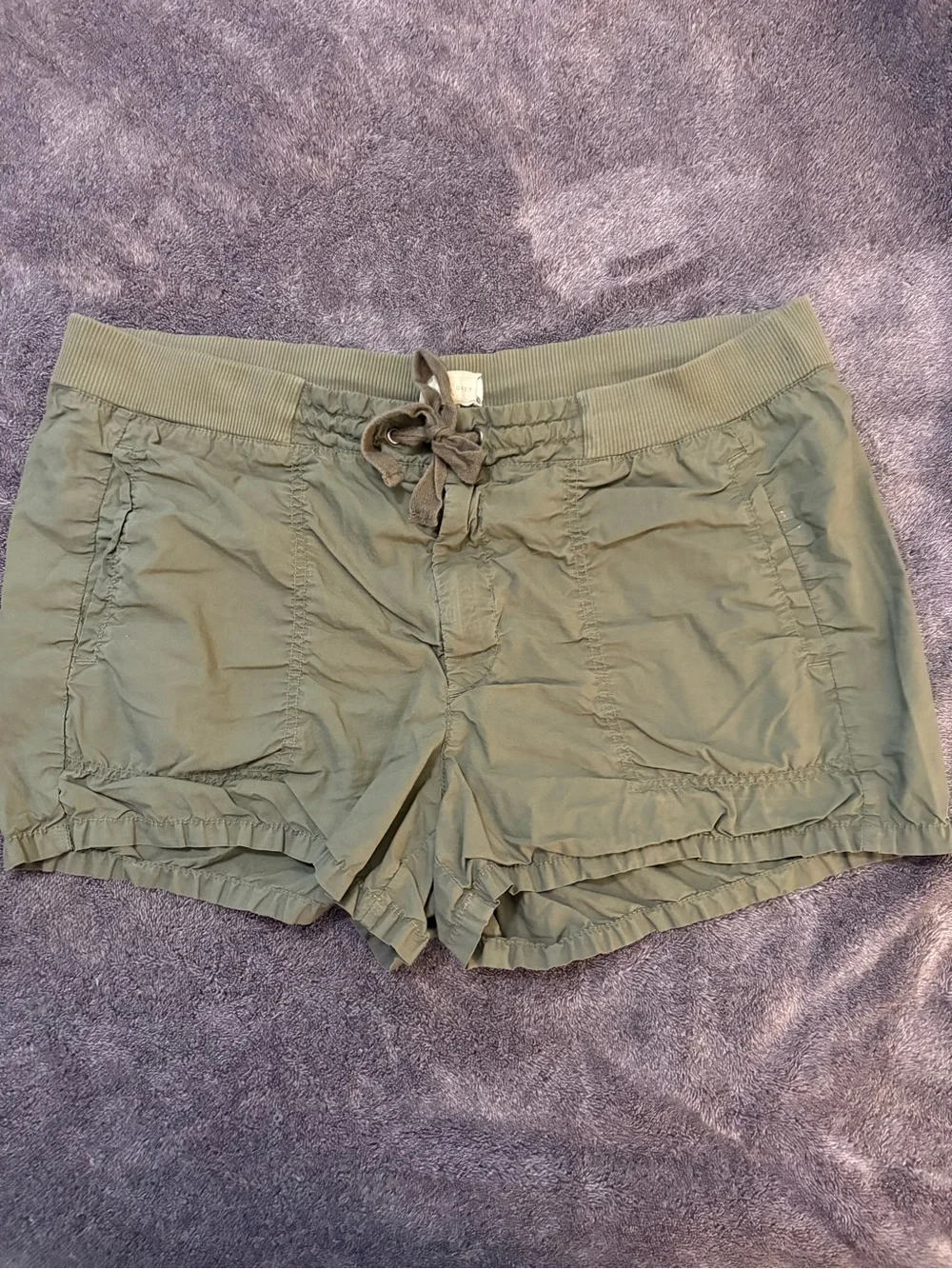 Lou & Grey Olive Green Drawstring Elastic Waist Khaki Utility Shorts sz Large
